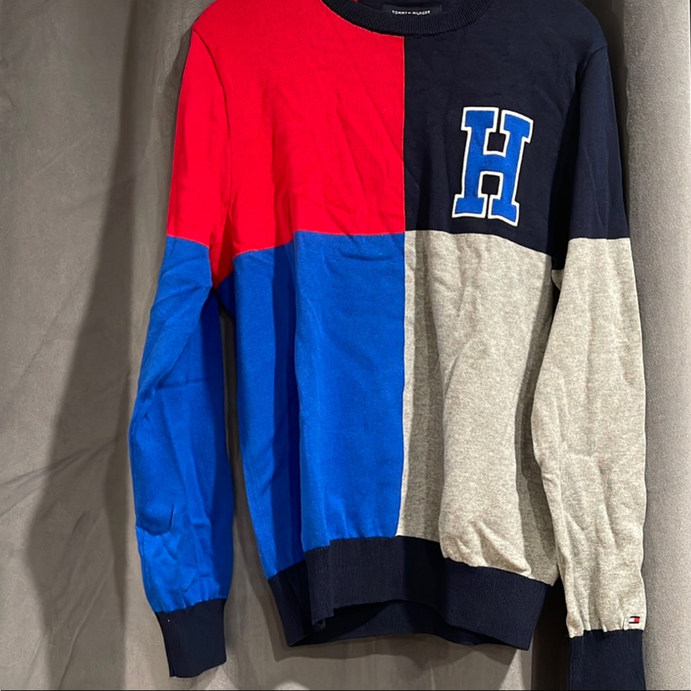 Tommy Hilfiger Colorblock Sweater - Red, Blue, Gray, Black